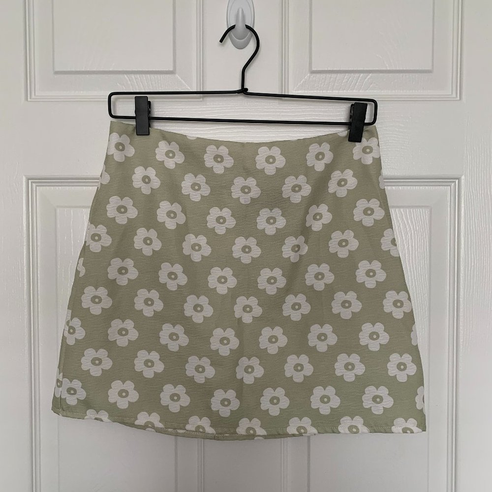 Sage Green Floral Shein Skirt